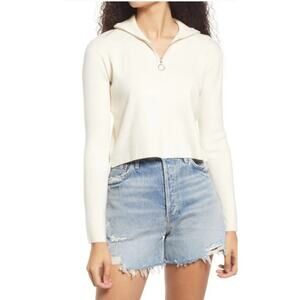 Cali Be Cropped Long Sleeve 1/4 Sweater Size Large